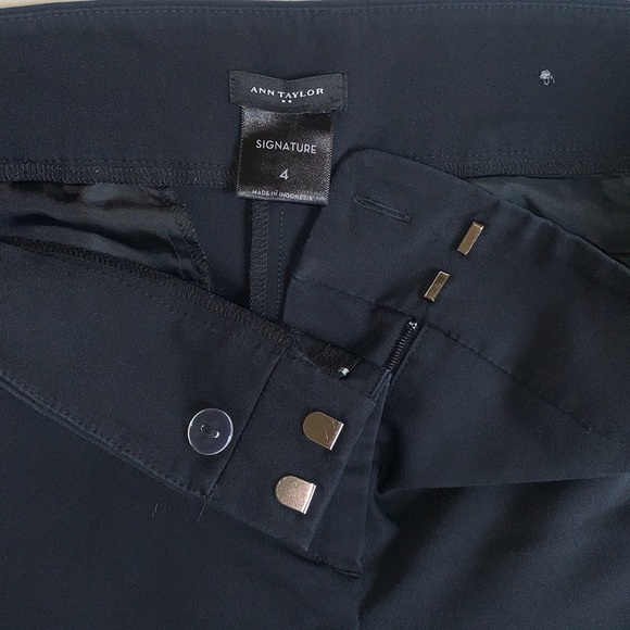 Ann Taylor signature black straight leg mid rise flat front classic pant SZ4 - Picture 3 of 11